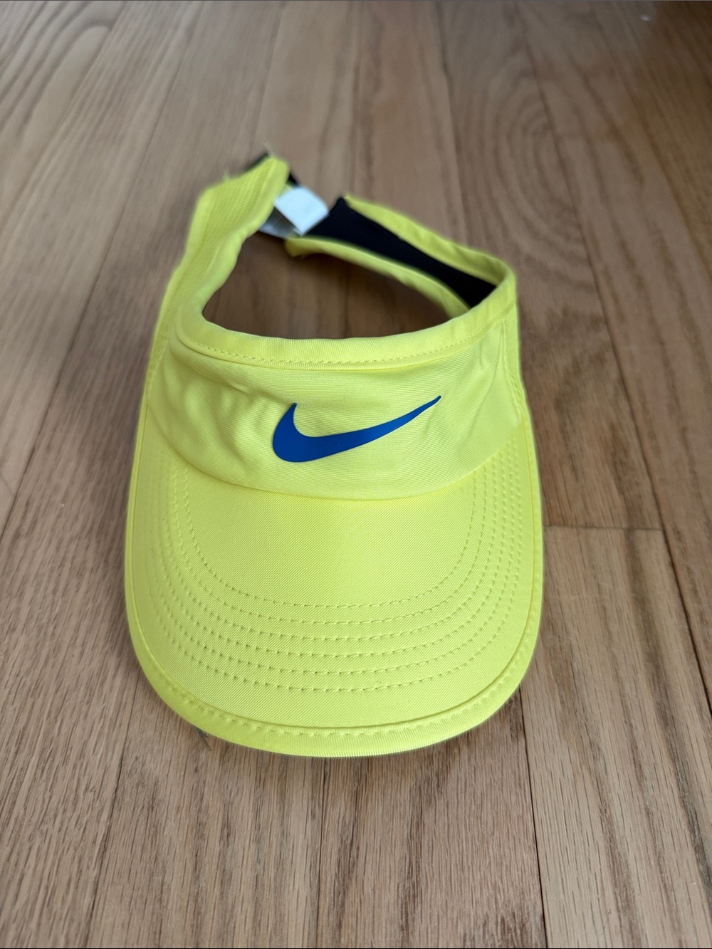 Nike Women's Yellow Visor with Blue Swoosh - OS
